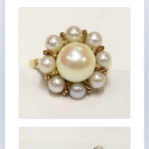 Mikimoto Gold and White Pearl Ring